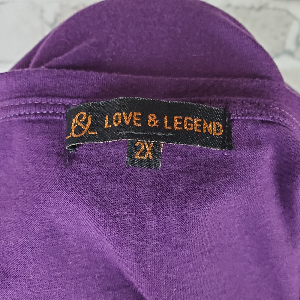 Plus Size Tee Low Scoop Sequined Purple 2X - Picture 2 of 10